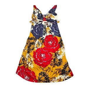 Yoana Baraschi Womens Multicolor Floral Sleeveless Dress Tie Waist Silk Size XS‎